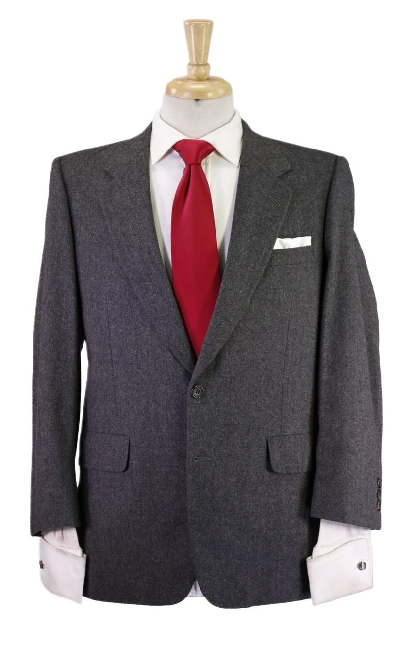 Hickey Freeman Vintage Gray Wool Fleece Flannel Heavy 2-Btn Suit 38S